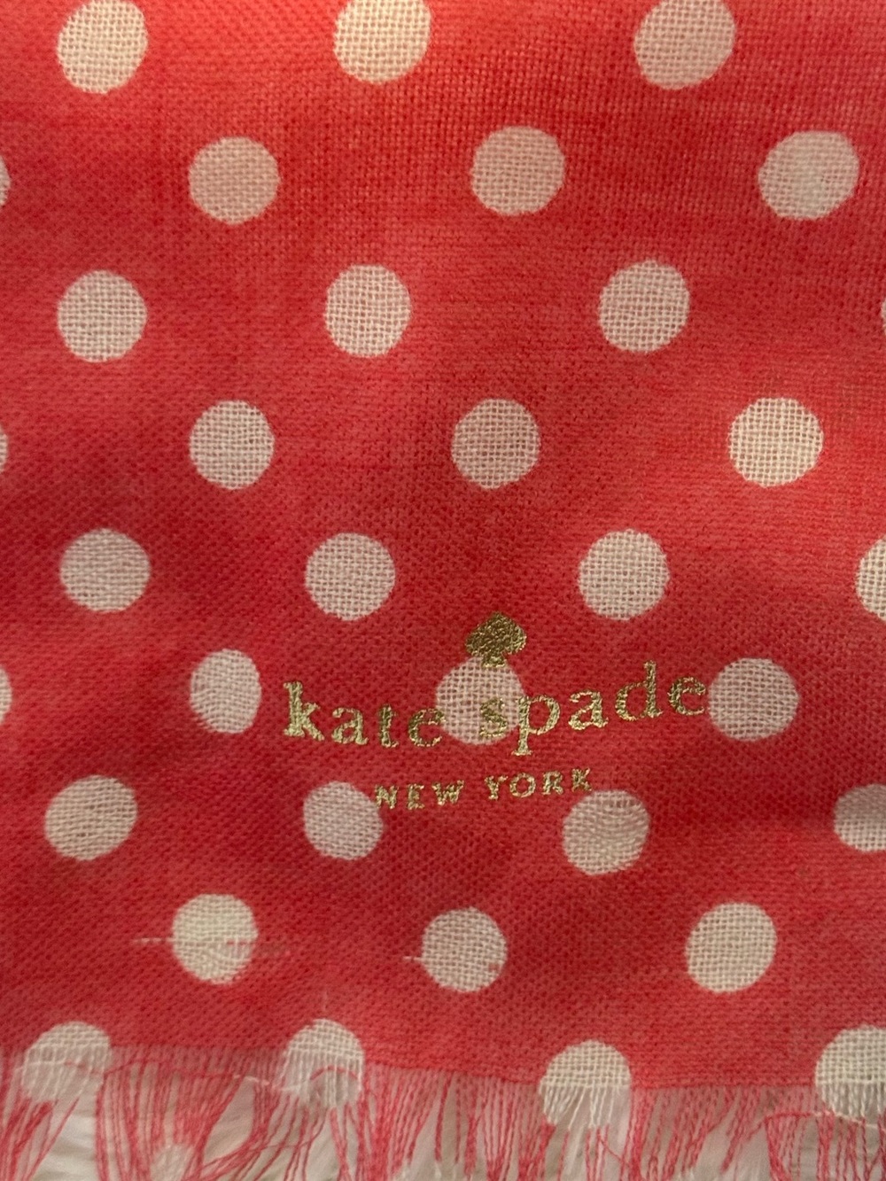 Kate Spade Pink Polka Dot Wool Scarf